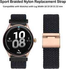 Correa de Reloj de Nylon Trenzado de 22mm para Hombres y Mujeres, Liberación Rápida, Hebilla de Acero Inoxidable Negra (Azul) - Negro (Hebilla de oro rosa) - Ver 9