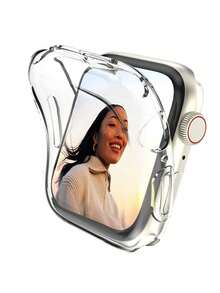 1pc TPU Cover Case Compatible With Apple Watch 49mm 41mm 45mm 44mm 40mm 42mm 38mm Bumper Screen Protector For Serie 8 7 6 5 4 3 SE - Clear - View 2