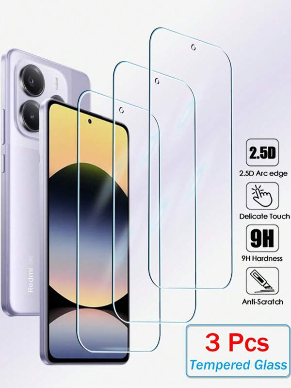 3Pcs HD Clear Screen Tempered Glass Protector Compatible With Samsung Galaxy OPPO Compatible With Xiaomi Redmi Note 11 12 13 Pro 14 10C 12C 13C 14C A1 A2 A3 A4 A5 POCO X6 F6 X5 F5 X4 F4 10C 12C 13C 14C Reno 12F 13F 13 Galaxy A55 A56 A35 A36 A26 A16 A06 A05 A52 A51 A32 A34 A54 A53 Screen Protector 9H 2.5D Full Cover Glue Screen Glass