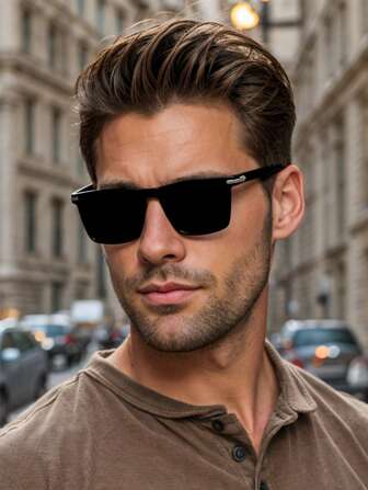 1pc Men's Square Frame Classic Fashion Fashion Glasses, Accessories For Outdoor Daily Travel, Men's Gift, Holiday Gift Back To School Fashionable Preppy School Look