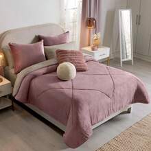 cobertor grueso invernal reverso borrega matrimonial liso vianney , concord , intima multimarcas doble vista textura ultra suave - Lila Púrpura - Ver 1