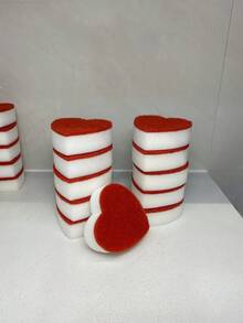 6个/2个/1个心形海绵清洁器，适用于厨房、洗碗、洗锅、浴室清洁，是送给长辈的理想礼物 - 紅白愛心 - 查看 9