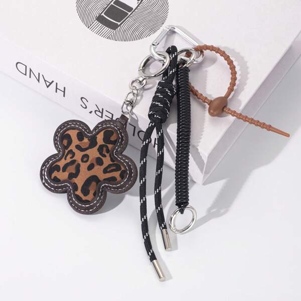 1pc Leopard Flower Keychain Pendant, Comes With Hanging Strap, Unique Leopard Flower Decorative Pendant Suitable For Bag, Car Key Decoration