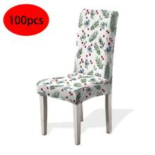 1/4/6/100 piezas Fundas de silla con estampado navideño, fundas elásticas a prueba de polvo con decoración navideña de dibujos animados para sillas del comedor, decoración navideña, fiesta festiva