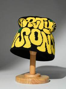 Warm Knitted Beanie Hat, Y2K Style, Acrylic Letter Design Unisex Cap For Men & Women, Autumn/Winter Casual Streetwear