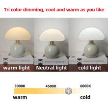1 Piece, Modern LED Decorative Desk Lamp, Cream Style, USB Power Supply, Button Switch, Tri Color Lighting, Adjustable Brightness, Mushroom Shaped Desk Lamp, Suitable For Dormitory, Study, Reading And Home Decoration Night Lights, Can Be Used As Valentine's Day And Birthday Gifts