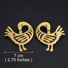 1 Pair 2cm/4cm/7cm African Nyamegyie Earrings Women's Stainless Steel Adinkra Traditional Jewelry - Multicolor - View 6