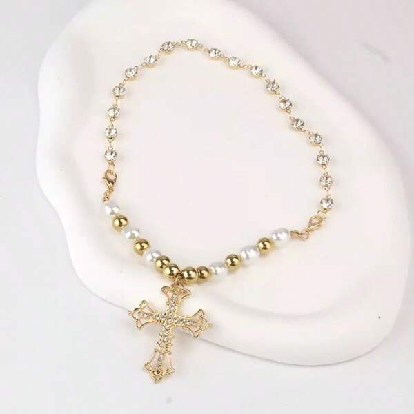 1pc Casual Fashion Cross Pendant Necklace For Women