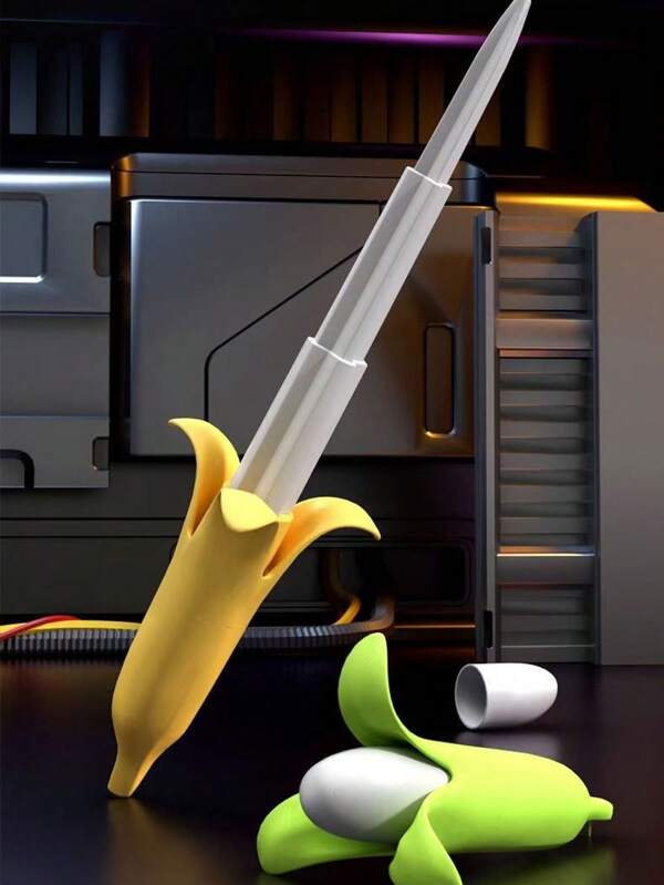 1pc Cute Banana Kendo Prop - Plastic Novelty Weapon For Pranks, Parties And Cosplay - Hand-Washable, Foldable, No Power Required - Ideal For Halloween, Christmas, Valentine's Day, Carnival - A Small Gift