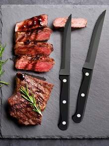 2 件/6 件不锈钢锯齿牛排刀，斯堪的纳维亚风格西式水果蔬菜刀，家用、露营、婚礼、万圣节、学校用品、单身派对、厨房用具、派对用品、旅行套装、礼物、生日、毕业 - 彩色 - 查看 5