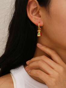 1 Pair Simple Retro A Multi-Wear Earring Buckle, Elegant Fashion Temperament Middle Ear Ornaments Flower Earrings, Stainless Steel Simple Retro Heart-Shaped Hollow