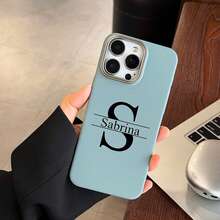 定制姓名首字母大字母手机壳适用于苹果 16 15 4 13 12 11 Pro Max Plus 个性化 DIY 名字防震哑光彩色手机壳,适合女孩和男孩的礼物 - 深灰色 - 查看 4