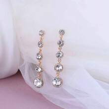 1 Pair Of Pendant Earrings, Simple And Luxurious Circular Long Pendant, Suitable For Daily Dates, Banquets, Weddings