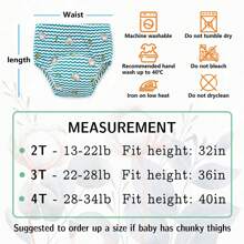 3pcs Unisex Reusable Potty Training Pants, Waterproof Kids Underwear, Breathable Cartoon Diaper Covers, Multilayer Absorbent, Funny Patterns Suitable For Boys And Girls, Great For Toilet Training And Incontinence, Fits 12 Months To 3 Years
