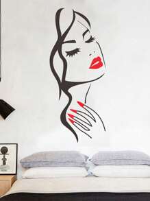 1pc Simple Black Figure Graphic Wall Sticker, PVC Waterproof Removable Sticker For Home Decor, Stickers, Wall Decal, Vinyl Decal For Home Decorations, Spring Decoration Items Refresh Your Home, Rama Decoration Stickers Gifts Birthday Graduation Wall Stickers Room Decor Wall Decor Personalised Stickers