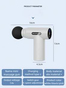 OBOVAY 1pc Mini Portable Massage Gun LED Multiple Speed Adjustable Fascia Gun, Hand Held Body Back Muscle Massager Extra Long Endurance Fascia Stick Vibrater Massager Massageador,800mAh