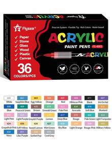 12/24/36/48/60/72/120/168pcs Acrylic Paint Markers, Assorted Colors Acrylic Marker Pens Set, Opaque Watercolor Brush Pens For Art Painting, Calligraphy, Scrapbooking, Hand Lettering, Card Making, Black Card Paper, Rocks, Christmas Decor, Wood, Plastic, Canvas,For School Supplies,Back To School - 彩色 - 查看 4