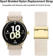Correa de Reloj de Nylon Trenzado de 22mm para Hombres y Mujeres, Liberación Rápida, Hebilla de Acero Inoxidable Negra (Azul) - Luz de estrella (hebilla dorada) - Ver 9