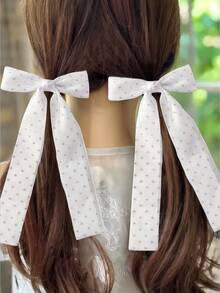 2pcs Girls Sweet Chiffon Bow Ribbon Hairclips - Gold - View 7