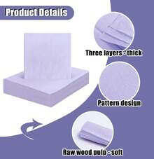 50 Pieces 3-Ply Light Purple Napkins Disposable Folded 5 X 5 Inches Lavender Cocktail Napkins Paper Napkins For Dinner Wedding Birthday Party Purple Dessert Napkins - 紫色 - 查看 5