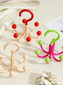 1pc Creative Cute Six Claw Hooks, 360 Degree Rotating Multi Functional Home Hanging Clothes, Bag Rack, Hat Hooks. Accessory Storage, Clothes Hooks - Multicolor - View 3