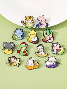 12 pièces Broches animaux de dessin animé du zodiaque, découvrez votre totem exclusif, occasions sociales de brise-glace, insignes en métal d'alliage magique, convient pour les cadeaux et la collection de sacs à dos pour l'école