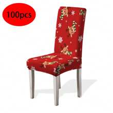 1/4/6/100 piezas Fundas de silla con estampado navideño, fundas elásticas a prueba de polvo con decoración navideña de dibujos animados para sillas del comedor, decoración navideña, fiesta festiva