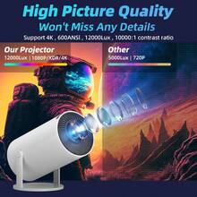 Proiector inteligent 5G nou, proiector home theater Full HD 1080P, rotație 180°, potrivit pentru dormitor, computer, telefon, exterior, camping, sufragerie, cămin, studenți, proiector 4K, cadou pentru Ziua Îndrăgostiților, Crăciun, Ziua Tatălui, Ziua Mamei