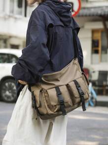 Japanese Style New Simple Men Messenger Bag Large Capacity Waterproof Student Campus Backpack Shoulder Bag Casual Daily Commute Bag School Bag Side Bag