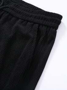 Men's Corduroy Straight Leg Pants, Solid Color Versatile Casual Loose Fit Sweatpants For Spring And Autumn