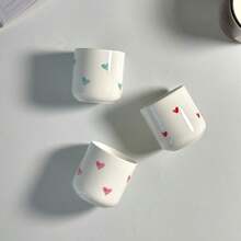 1pc Red Heart-Shaped Ceramic Mug, Bone China Coffee Cup, Lovely And Water Cup For Couples Back To School