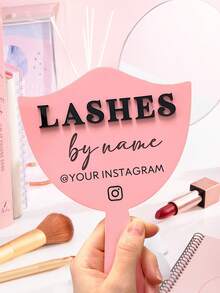 Personalized Eyelash Technician Mirror Props, Custom 3d Handheld Mirror Social Media Props, Eyelash Extension Facial Paddles, Personalized Eyelash Room Decoration, Custom Eyelash Technician Props, Personalized Beauty Salon Decoration, Personalized Social Media Props, Custom Ins Photo Props, Custom Eyebrow Technician Props, Custom Salon Signage, Custom Logo Mirror - Multicolor - View 3