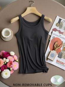 Canotta minimalista comoda per donna, aderente e sexy con reggiseno imbottito