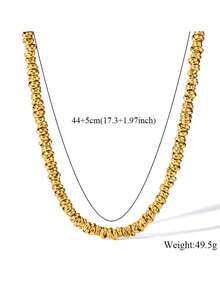 1 Bộ trang sức vòng cổ hạt vàng thép không gỉ + vòng tay, thích hợp làm quà tặng - Vàng - Xem 7