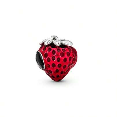 1PC Joyería colgante de cuentas con encanto de fruta de fresa con semillas adecuada para pulsera original de plata esterlina pan pulsera 925 brazalete collar llavero DIY regalo de joyería femenina