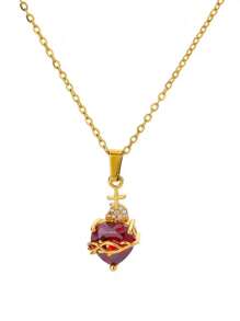1 pieza Elegante collar con colgante en forma de corazón, cruz y circonita de moda, regalo de joyería perfecto para mujeres, apto para uso diario