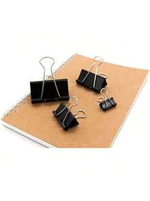 12pcs Black Binder Clips, Creative Stationery Clips For Office, Students, Tea Bags, Assorted Sizes To Meet Different Needs - Multicolor - View 6