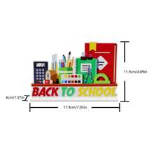 1 pezzo Supporto decorativo in acrilico per il ritorno a scuola, display da scrivania artistico con testo arabo "Benvenuti di nuovo a scuola", adatto come regalo per studenti per il ritorno a scuola, decorazione scolastica per il nuovo semestre, decorazione per camera da letto di studenti, festa di ritorno a scuola, regalo per la nuova stagione di apprendimento, souvenir