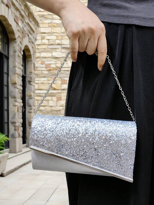 Bolso de mano de noche brillante para mujer con decoración metálica, adecuado para banquetes, fiestas, bailes, bodas, regalos de cumpleaños, regalos del Día de San Valentín, discotecas