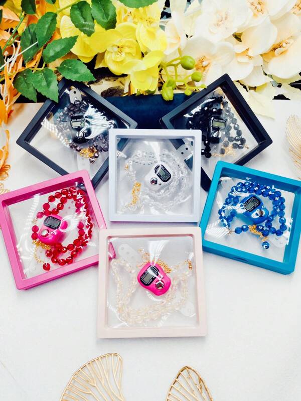 Suspension Box With Islamic Finger Counter And Prayer Beads, Portable Digital Prayer, 2 Pieces Gift