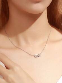 1 件魅力项链微型无限符号吊坠项链，可爱无限项链，银色无限项链