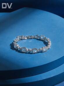 DV JEWELRY 1 件女士奢华镀锆石白金手链，优雅珠宝，适合约会、婚礼、派对、周年纪念礼物 - 銀色 - 查看 6