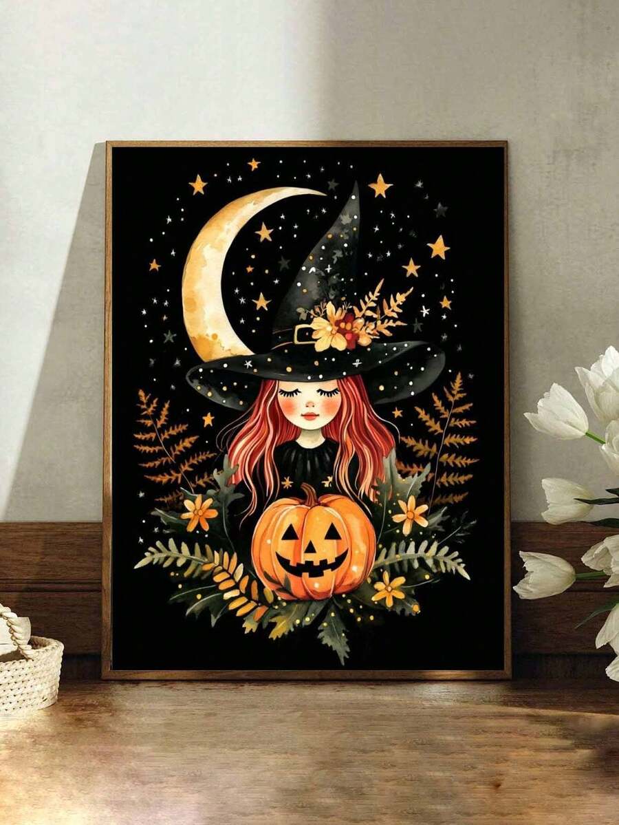 Mosaico de pintura com diamantes 5D faça você mesmo - Noite de bruxa com abóbora, Kit de arte com diamantes em mosaico, decoração para casa e arte de parede, ótimo presente para amigos, família, namorados no Halloween, Natal, aniversário, Ação de Graças