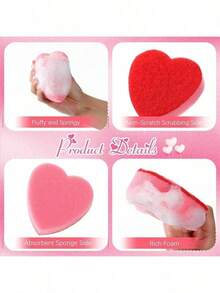 6个/2个/1个心形海绵清洁器，适用于厨房、洗碗、洗锅、浴室清洁，是送给长辈的理想礼物 - 紅白愛心 - 查看 3