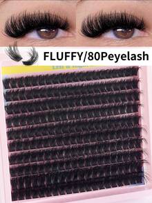 200 piezas Extensiones de pestañas individuales en racimos 5D esponjosas y gruesas, 10-18 mm, rizo D, racimos de pestañas 100D/80D, extensiones de pestañas individuales desmechadas - D - Ver 6