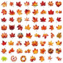 60PCS Orange Stickers Leaf Stickers Fall Stickers Plant Stickers Stickers Transparent Stickers Bulk Stickers For Laptop Skateboard Journal Notebooks Phone Cup Guitar Luggage Computer Fridge Desk,For School Supplies,Back To School