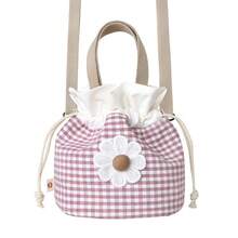 Women Shoulder Bags - 清新雛菊便當包-粉格 - 查看 6