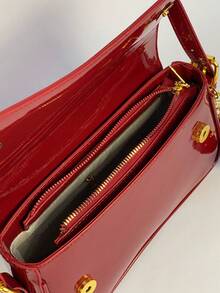 1 件女士 PU 皮革小方包，酒红色，多功能漆皮迷你钱包，Y2K 单肩包/腋下包/斜挎包，配有樱桃吊坠