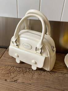 1 件女士纯色仿皮托特包手提包，时尚波士顿钱包，单肩斜挎包，适合通勤和购物