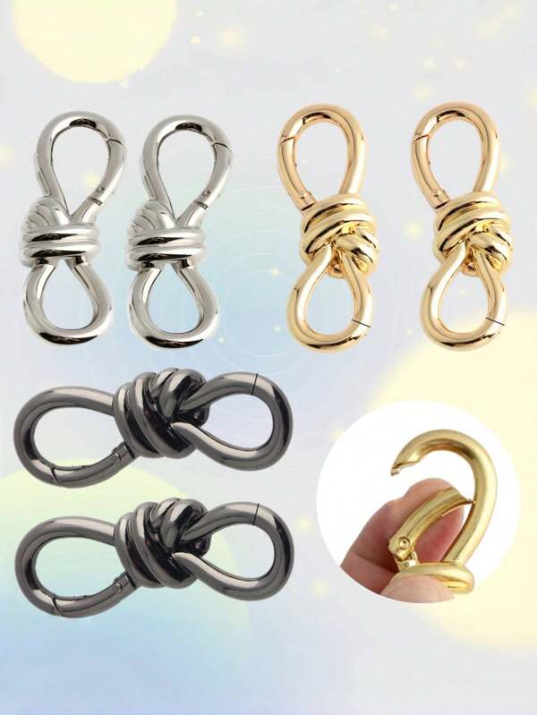 2pcs/Set Creative Knot Key Chains, Black/Gold/Silver Zinc Alloy, Non-Chargeable, Multifunctional Hip-Hop Style Bag & Belt Accessories, Great For Independent Gift, Thanksgiving, Father's Day, New Year, Holiday, Valentine's Day, Fun Keychains